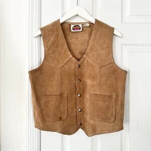 Miller Outerwear Vintage Button Tan Suede Western Disco 70s Vest Medium Korea